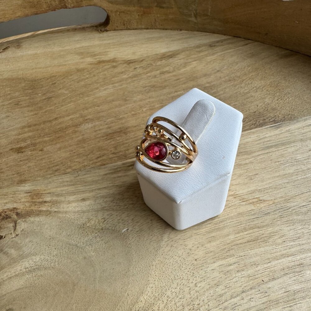 RED RUBY STONE  BRIDAL RING S6 - Picture 6 of 6